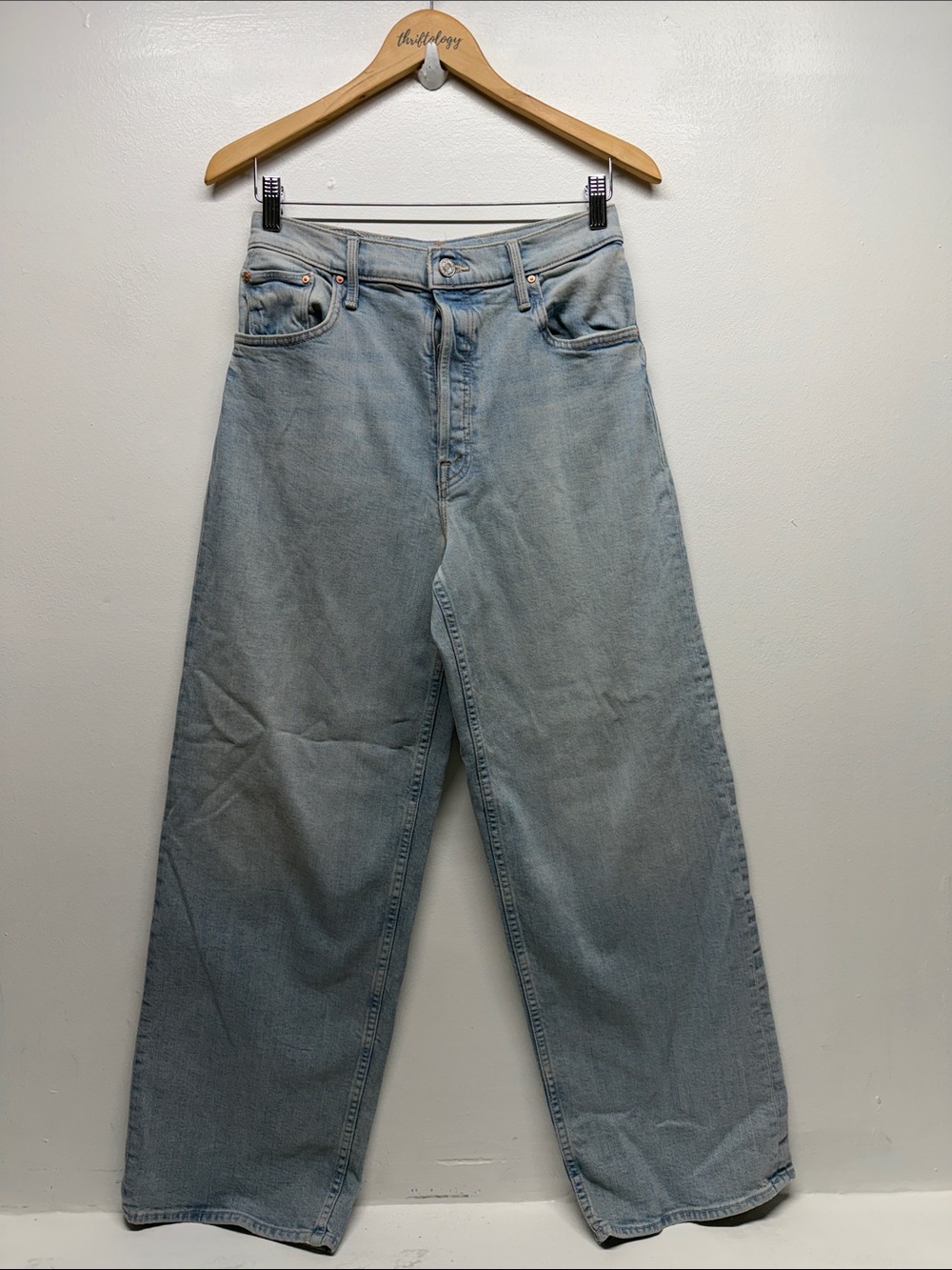 Mother High Waisted Spinner Skimp Jeans Pre Party Cotton Denim Button Blue 28 - Picture 2 of 10